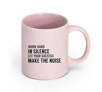 DEBINGY Tasses durables Entraînez-vous en silence, centre de remise en forme, citations de motivation, succès de l'exercice, sports inspirants （11oz/320ml） Joli cadeau de Noël Rose
