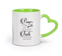 DEBINGY Tasses durables La prière chrétienne est la e la foi. Déverrouillez les versets bibliques. Religion. Citations inspirantes. （11oz/320ml） Lave-vaisselle Vert