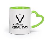 DEBINGY Tasses en grès pour café, thé 9 novembre, journée d'Iqbal avec aiguille à stylo （11oz/320ml） Parfait pour les cuisines, restaurants et cafés, excellente idée cadeau Vert