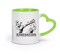 DEBINGY Tasses en grès pour café, thé Compétition de coups de pied en boxe de taekwondo （11oz/320ml） Café, thé, latte, lait, cacao, jus et autres boissons chaudes Vert