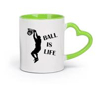 DEBINGY Tasses en grès pour café, thé Le basket-ball, c'est la vie Sports de basket-ball （11oz/320ml） Cadeau humoristique pour les amateurs de café, les collègues et les amis Vert