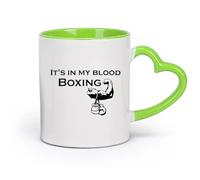 DEBINGY Tasses en pour café, lait, thé Citations de boxe Ceci est mon sang, mon garçon （11oz/320ml） Tasses à café en pour la maison ou le travail Vert