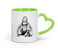 DEBINGY Tasses en pour café, lait, thé Icône du Cœur de Jésus-Christ Jésus classique （11oz/320ml） Idéal pour la maison, le bureau, les cafés, idées cadeaux Vert