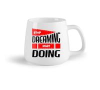 DEBINGY Taza de café con estilo Deja de soñar y empieza a actuar con inspiración. （14oz/400ml） Regalo divertido para amantes del café, mejores amigos del trabajo, compañeros de trabajo y amigos