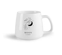 DEBINGY Taza de Café Logotipo abstracto con una mano sosteniendo la luna, estrellas y una rosa, símbolo abstracto de estilo minimalista lineal. （14oz/400ml） Para el hogar o el trabajo