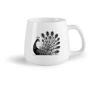 DEBINGY Taza de Cerámica para Café, Té y Cacao pavo real con plumas en la espalda （14oz/400ml） Regalo divertido para amantes del café, mejores amigos del trabajo, compañeros de trabajo y amigos