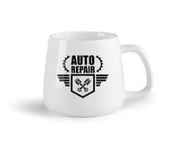 DEBINGY Tazas blancas Llave inglesa para reparación de automóviles con diseño de alas voladoras, logotipo de servicio automotriz, taller de garaje （14oz/400ml） Para la oficina y el hogar