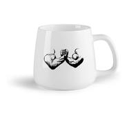 DEBINGY Tazas de Café con Asa Hombre musculoso ejercitando sus manos en un estudio. （14oz/400ml） Regalo divertido para amantes del café, mejores amigos del trabajo, compañeros de trabajo y amigos