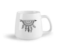 DEBINGY Tazas de café de cerámica blanca Atrapasueños estilo flecha con plumas （14oz/400ml） Regalo divertido para amantes del café, mejores amigos del trabajo, compañeros de trabajo y amigos