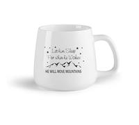 DEBINGY Tazas de café de cerámica blanca Citas de Puede mover montañas para niños （14oz/400ml） Regalo divertido para amantes del café, mejores amigos del trabajo, compañeros de trabajo y amigos