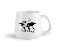 DEBINGY Tazas de Café, Té y Café Mapa del mundo de viajes Globo aerostático Brújula （14oz/400ml） Regalo divertido para amantes del café, mejores amigos del trabajo, compañeros de trabajo y amigos