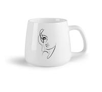DEBINGY Tazas personalizadas Rostro de mujer abstracta, chica de salón de belleza （14oz/400ml） Regalo divertido para amantes del café, mejores amigos del trabajo, compañeros de trabajo y amigos