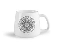 DEBINGY Tazas personalizadas Un diseño circular con una flor de loto en el centro. （14oz/400ml） Regalo divertido para amantes del café, mejores amigos del trabajo, compañeros de trabajo y amigos