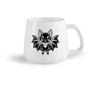 DEBINGY Vajilla de Cerámica para Hogar murciélago de dibujos animados con alas （14oz/400ml） Regalo divertido para amantes del café, mejores amigos del trabajo, compañeros de trabajo y amigos