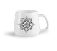 DEBINGY Vajilla de Cerámica para Hogar Patrón bohemio marroquí de mandala floral （14oz/400ml） Regalo divertido para amantes del café, mejores amigos del trabajo, compañeros de trabajo y amigos