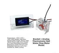 Débitmètre à trois voies avec thermomètre LED, 45,89 x 25,11 x 16,90 mm, pour systèmes PC refroidis par eau, affichage numérique bleu, corps en acrylique, surveillance du refroidissement (pointeur