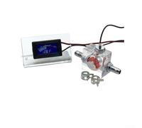 Débitmètre à trois voies avec thermomètre numérique LED bleue pour systèmes de refroidissement à eau, comprend des connecteurs barbelés de 10 mm et des colliers de serrage, vert (rouge avec support)