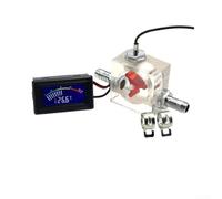 Débitmètre à trois voies avec thermomètre numérique LED bleue pour systèmes de refroidissement à eau, comprend des connecteurs barbelés de 10 mm et des colliers de serrage, vert (pointeur rouge)