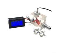 Débitmètre à trois voies avec thermomètre numérique LED bleue pour systèmes de refroidissement à eau, comprend des connecteurs barbelés de 10 mm et des colliers de serrage, vert (chiffres rouges)