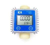 Débitmètre à ultrasons, Débitmètre à turbine numérique K24 1 Pouce Verticale/Horizontal Compteur de débit de carburant diesel pour produits chimiques Eau liquide(Vertical Bleu)