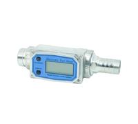 Débitmètre numérique à turbine Débitmètre électronique en ligne for eau et carburant avec écran LCD, sortie d'impulsions 4-20 mA, montage fileté, boîtier compact en acier inoxydable.(White)