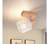 Deboola faretto da soffitto 1 plafoniera a fiamma vintage - LED lampada da soffitto in legno spot da soffitto orientabile E14 faretto da parete per camera da letto corridoio cuisine soggiorno MAX.40W