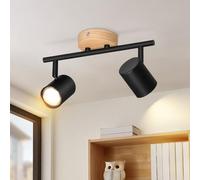 Deboola faretto da soffitto 2 fiamme - plafoniera in legno vintage noir GU10 faretto orientabile da parete faretto da parete soggiorno corridoio camera da letto cucina senza lampadina