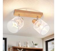 Deboola faretto da soffitto 2 fiamme plafoniera legno - lampada da soffitto vintage faretto da soffitto orientabile E14 faretto da parete faretti LED pour couloir soggiorno caméra de lit de cuisine