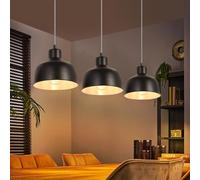 Deboola Lampe à suspension noire E27-3 ampoules Lampe pour salle de bain
