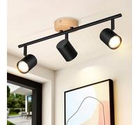 Deboola LED faretto da soffitto a 3 fiamme - plafoniera in legno GU10 faretto orientabile per scale lampada vintage noir faretto per soggiorno camera da letto corridoio cucina senza lampadina