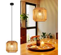 Deboola Pendelleuchte Esstisch Hängelampe Vintage - Lampe suspendue pour table à manger, design vintage, 1 ampoule, lampe de table en hanf, without ampoule, pour salon, chambre, corridor