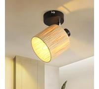 Deboola Projecteur de plafond 1 flammes, style boho - naturel, vintage, spot intérieur E14, 350° pivotant, pour chambre, salon, sans ampoule