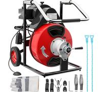 Déboucheur 390W - Spirale professionnelle 15 mm x 13 mm - Déboucheur électrique avec 8 têtes de coupe