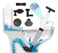 Deboucheur à Pompe Comprimé -Ventouse Deboucheur WC pour Toilettes, Lavabo, Baignoire et Canalisations - avec Kit 3 Têtes de Piston et Gonfleur