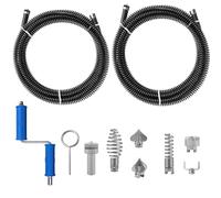 Deboucheur Canalisation 5m Diamètre 12 mm,Professionnel Furet Déboucheur Toilette,Avec 8 Pièces Furet Dragage Plomberie Adaptateurs éLectriques