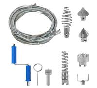 Déboucheur Canalisation 5m Professionnel, Furet Spirale Ø12mm | avec 6 Têtes & Adaptateur Perceuse, Curateur Électrique pour Tuyaux Bouchés (Évier, Toilette, Douche) - Acier Galvanisé