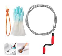 Deboucheur Canalisation 5m x 6mm, Furet Deboucheur Canalisation, Siphon Evier Cuisine, avec Gants Bleus, pour Toilettes, Siphons Sol, Lavabos