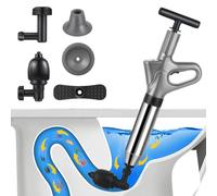 Deboucheur Canalisation, Ventouse Deboucheur avec Baromètre, Débouche Toilette avec Quatre Ventouses pour les Toilettes, les Salles de Bains, les Éviers et les Canalisations