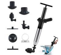 Déboucheur de canalisations à air comprimé, pompe avec indicateur de pression d'air, nettoyeur d'air comprimé avec 4 ventouses différentes et crochet de suspension sans trou pour toilettes, salle de