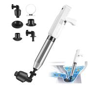 Déboucheur de Toilette à Air Comprimé, Déboucheurs Ventouses avec Baromètre, électrique Ventouse Deboucheur WC avec 5 têtes interchangeables pour Déboucher les Toilettes, Drain de sol, Lavabo