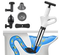 Déboucheur de Toilette à Air Comprimé, Déboucheurs Ventouses avec Baromètre, Ventouse Deboucheur WC avec 3 Têtes de Piston et Gonfleur, Débouchage pour Toilette, Évier, Baignoire