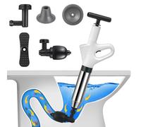 Déboucheur de Toilette, Deboucheur Canalisation Haute Pression avec Baromètre, Ventouse Deboucheur WC avec 4 Têtes Remplaçables pour Déboucher les Toilettes, Lavabo, Baignoire, Drain de Sol