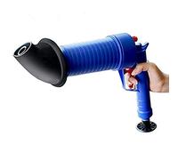 Déboucheur de toilettes, haute pression manuelle, puissant nettoyeur de toilettes obstrué avec quatre ventouses pour évier, baignoire, lavabo (Bleu)