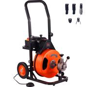 Déboucheur électrique 220V Déboucheur de tuyaux 15m x 9,5mm Câble en acier Spirale de nettoyage de tuyaux 1500 tr/min Vitesse de rotation à vide