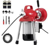 Déboucheur électrique à alimentation automatique 500 W 400 trmin avec câble en acier de 25 m et kit de 8 lames