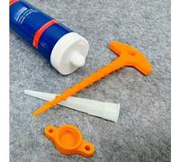 Déboucheur et Bonchon Universel pour Cartouches, Outil de base du bricoleur Orange en Plastique, 15,5 cm, Accessoire Anti-gaspillage pour Colle et Silicone