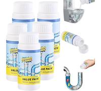 Déboucheur Pro 2025, Poudre Débouchante Surpuissante pour Canalisations, Éviers, Toilettes et Salle de Bain - Nettoyant Rapide et Efficace contre Cheveux, Graisses et Résidus (5 bouteille)