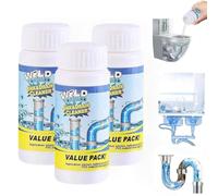 Déboucheur puissant pour évier et canalisations, déodorant, poudre nettoyante pour évier et canalisations, agent de débouchage puissant pour cuisine, salle de bain, toilettes, douche (3 pcs)