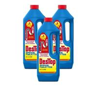 Déboucheur spécial toilettes - DESTOP - Lot de 3 - Gel épais - Efficace sur bouchons - 1L avec javel