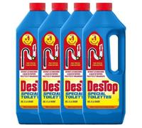 Déboucheur spécial toilettes - DESTOP - Lot de 4 - Gel épais - Efficace sur bouchons organiques - 1L